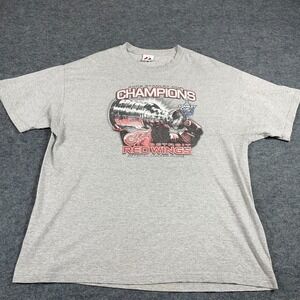 Detroit Red Wings T Shirt Mens 2XL Gray NHL‎ Hockey 2008 Stanley Cup Champions